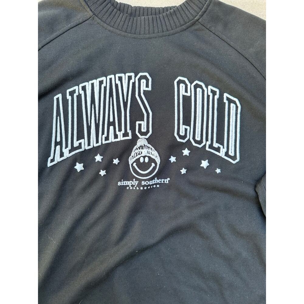 EUC Simply Southern “Always Cold” Crewneck Sweatshirt Black Cozy Pullover Size L - Picture 7 of 9